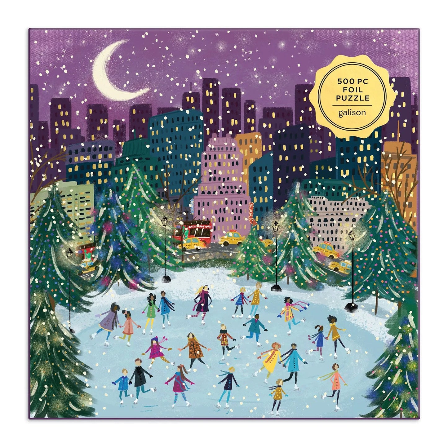 Merry Moonlight Skaters 500 Piece Foil Puzzle