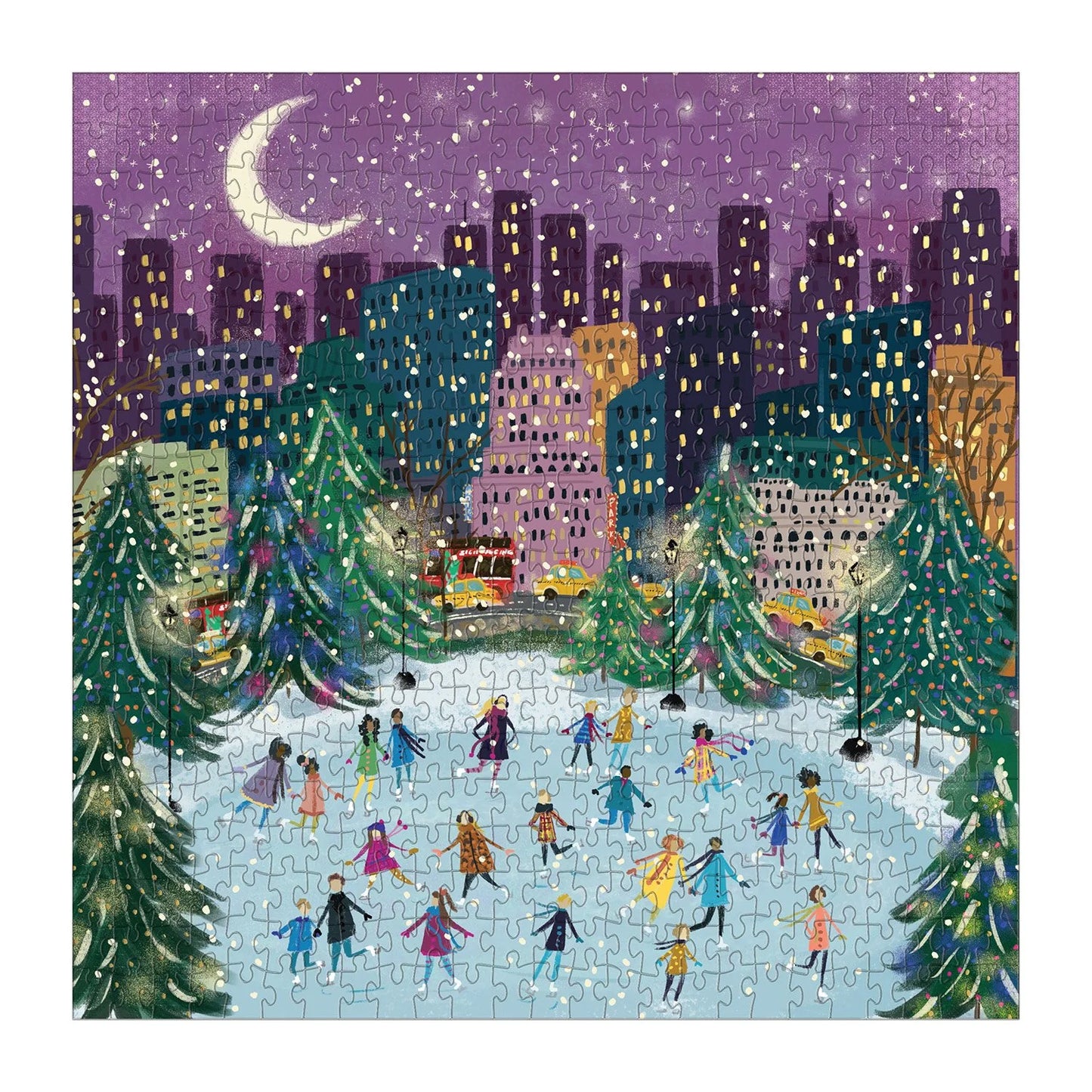 Merry Moonlight Skaters 500 Piece Foil Puzzle